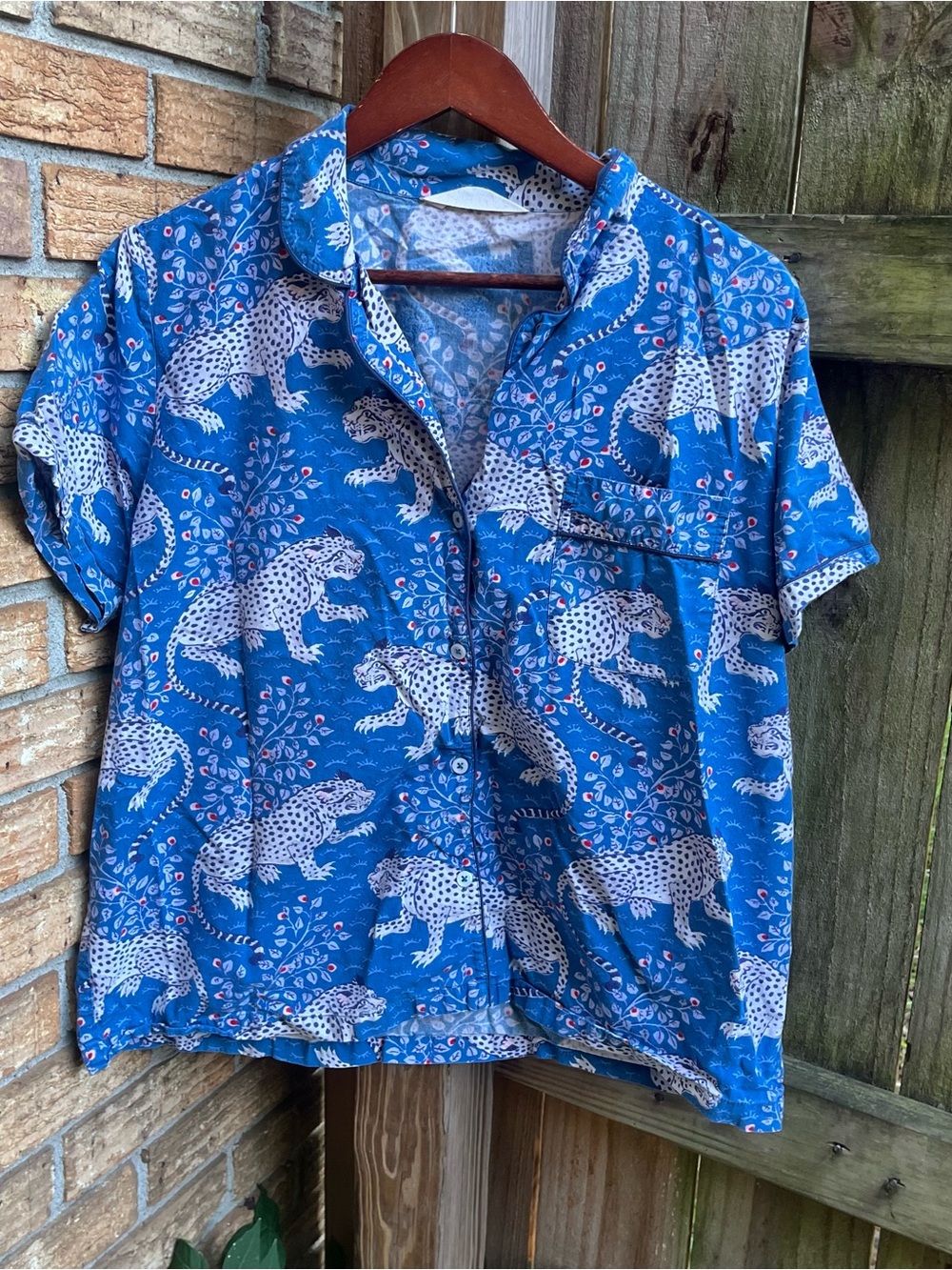 Printfresh Blue Leopard Print Short Pajama Set - Picture 2 of 4